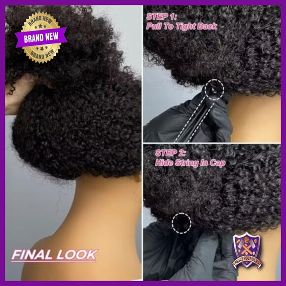 Human Hair V Part Wig Kinky Curly 16 Inch Glueless Beginner Friendly main image 7